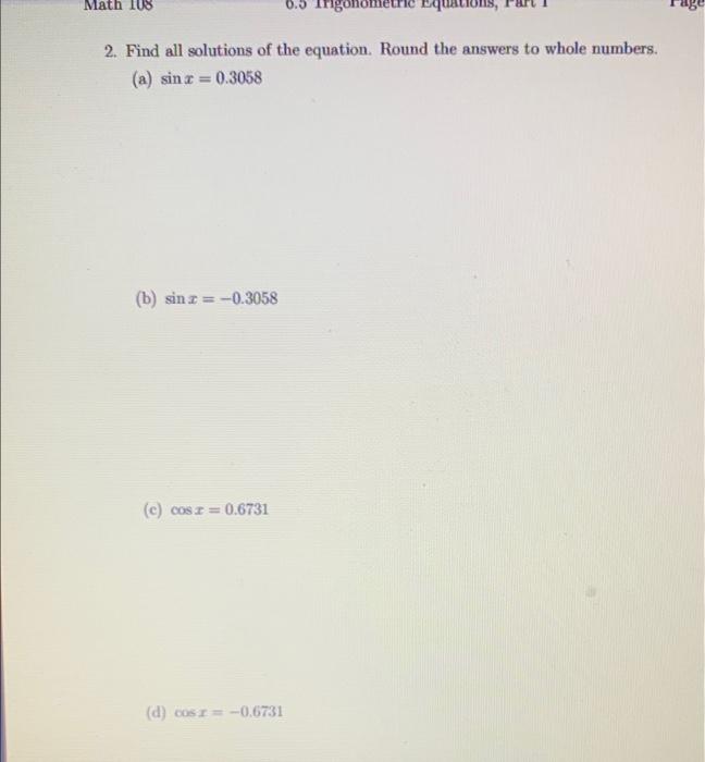 Solved Find all solutions of the equation. Round the answers | Chegg.com
