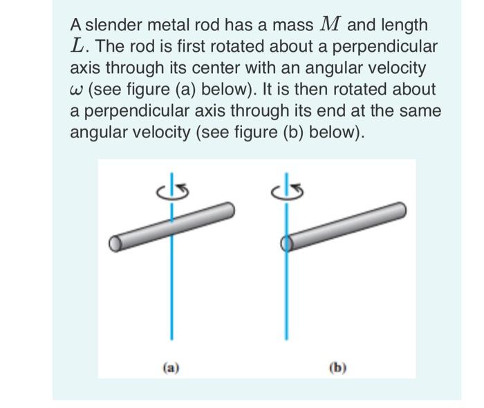 A slender metal rod has a mass M and length L. The | Chegg.com