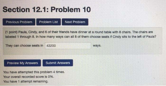 Solved Section 12.1: Problem 10 Previous Problem Problem | Chegg.com
