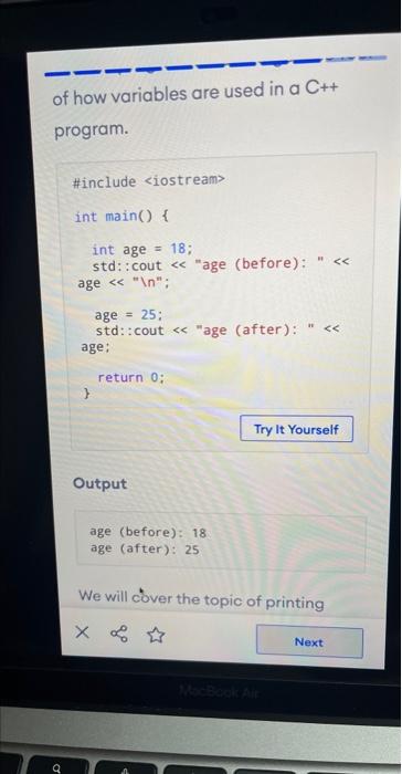 Solved of how variables are used in a C++ program. #include | Chegg.com