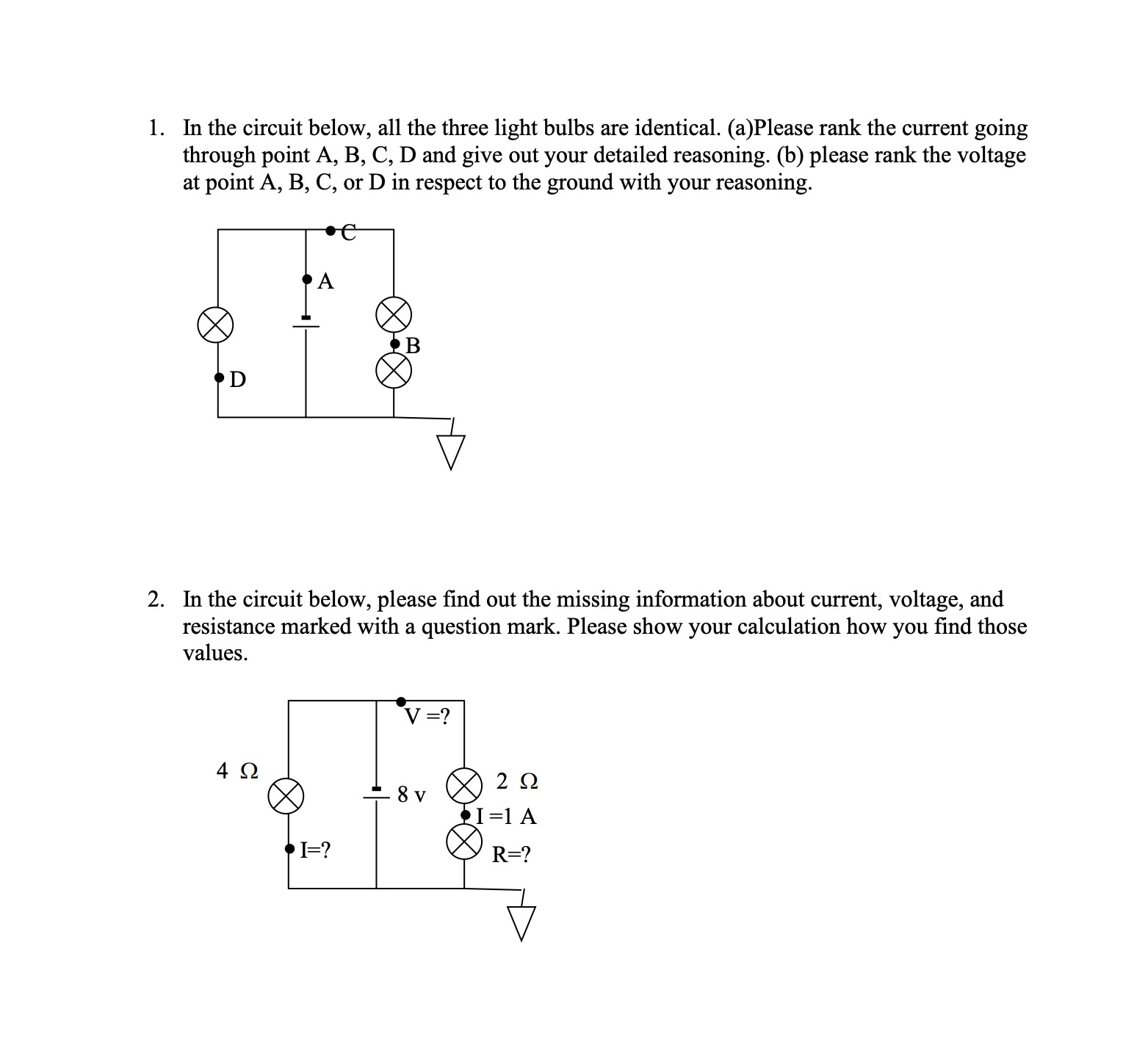 Solved 1. ﻿In the circuit below, all the three light bulbs | Chegg.com