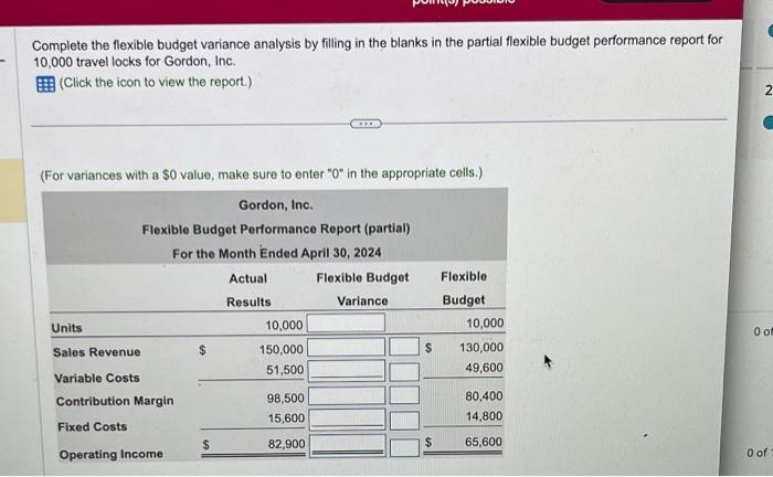 Solved Complete The Flexible Budget Variance Analysis By | Chegg.com