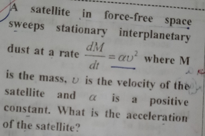 Solved A satellite in force free space sweeps stationary Chegg com Solved A satellite in force free space sweeps stationary Chegg com