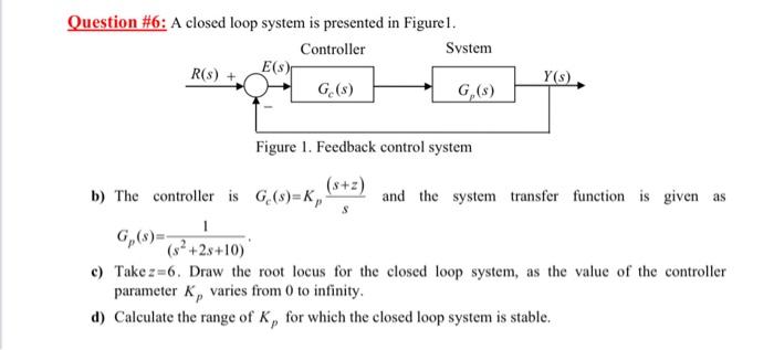 Solved Question \#6: A closed loop system is presented in | Chegg.com