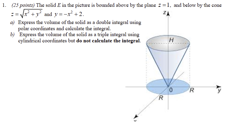 Solved The solid E ﻿in the picture is bounded above by the | Chegg.com