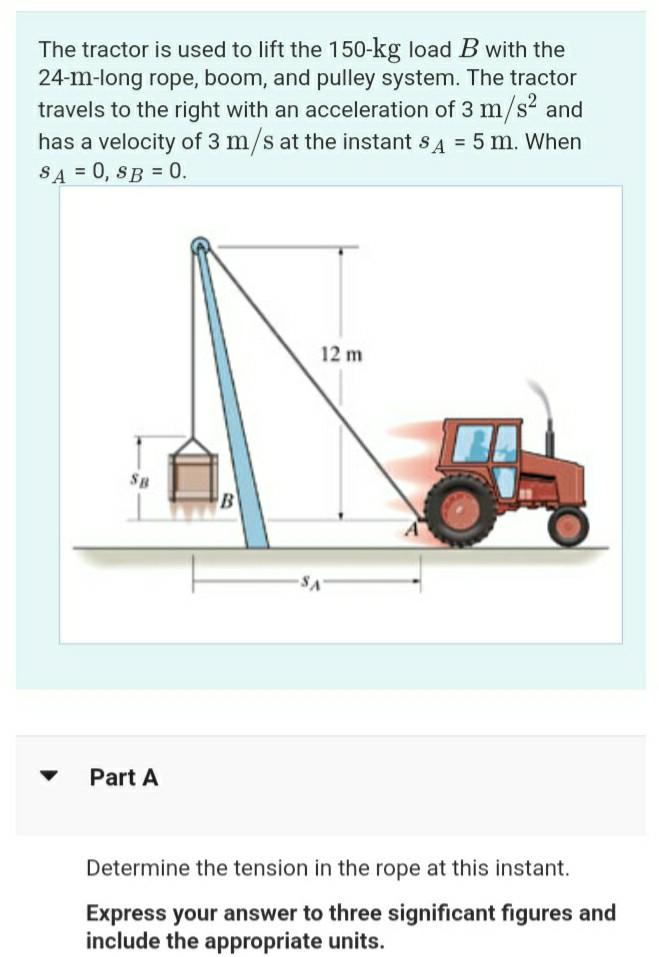 Solved The Tractor Is Used To Lift The 150-kg Load B With | Chegg.com