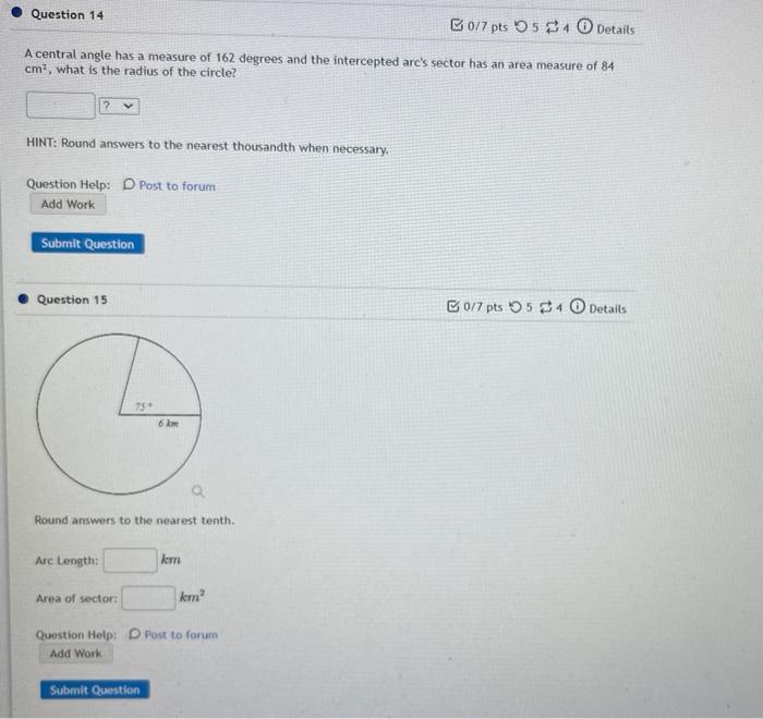 Solved A central angle has a measure of 162 degrees and the | Chegg.com