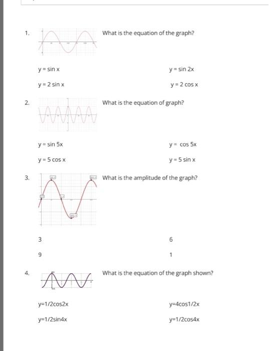 What is the equation of the graph? NA y = sinx y = | Chegg.com