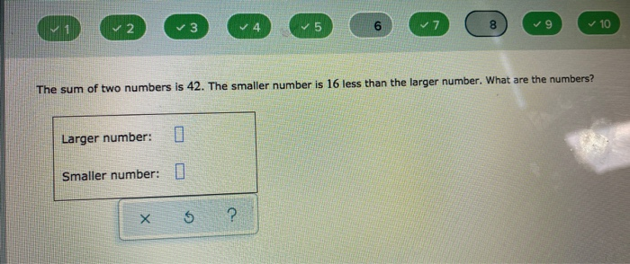 Sum of the numbers is 42. Four times the smaller number is equal to three  times the larger number.Find the numbers.