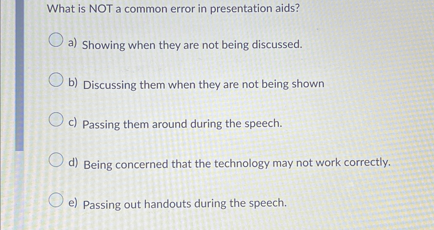 what is not a common error in presentation aids