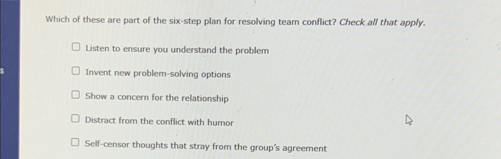 Solved Which of these are part of the six-step plan for | Chegg.com