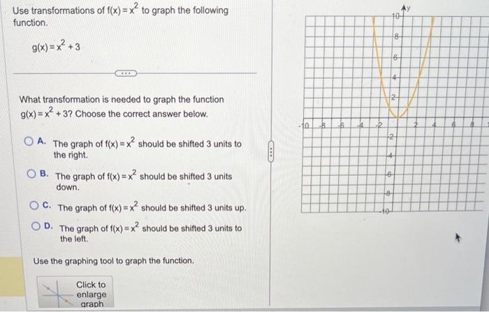 Solved Use transformations of f(x)=x2 to graph the following | Chegg.com