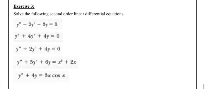 Solved Solve The Following Second Order Linear Differential 3522