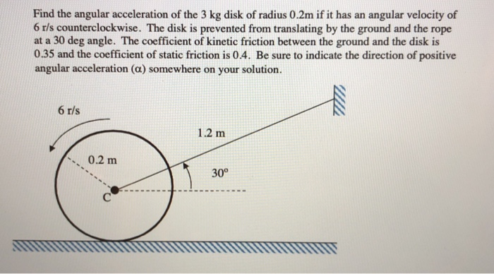 Solved Find the angular acceleration of the 3 kg disk of | Chegg.com