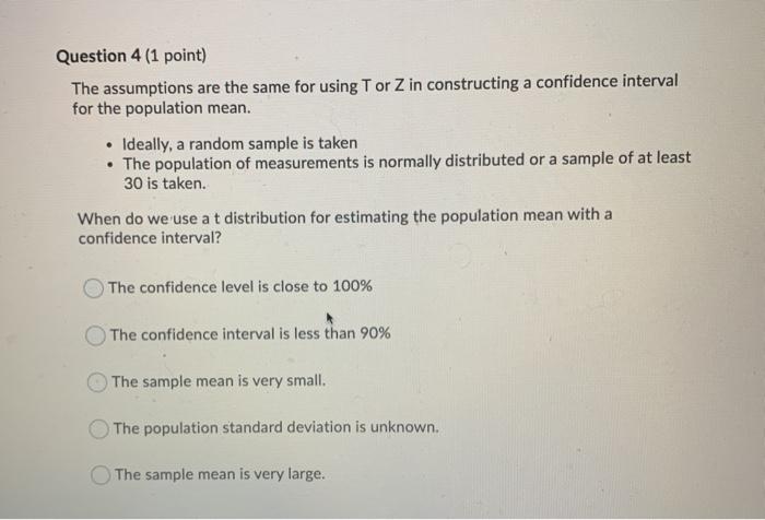 Solved Question 1 (1 point) The confidence intervals for | Chegg.com
