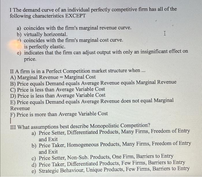 Solved I The demand curve of an individual perfectly