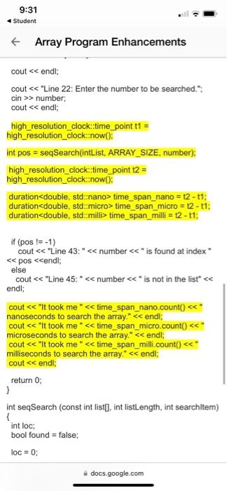 Solved 4 Student Array Program Enhancements \#include using | Chegg.com