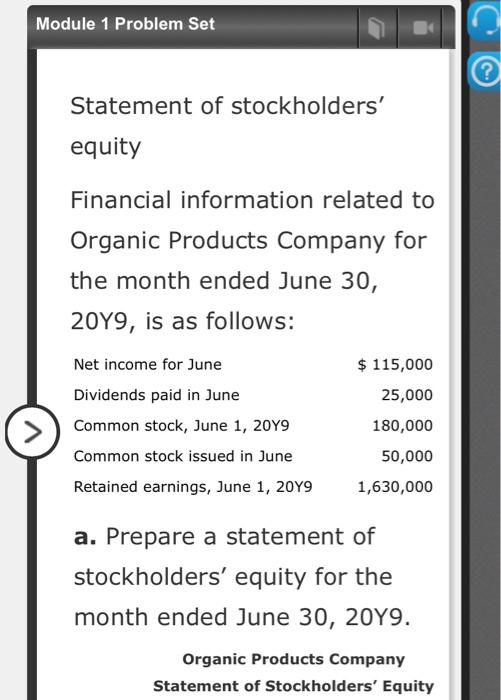 Solved Module 1 Problem Set Statement of stockholders' | Chegg.com