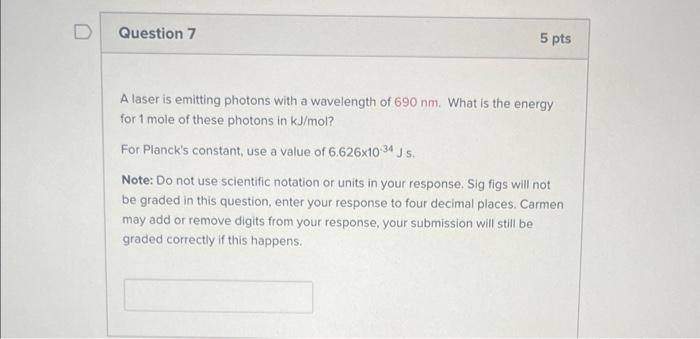 Solved A laser is emitting photons with a wavelength of 690 | Chegg.com