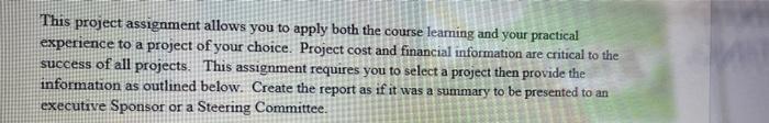 Solved This project assignment allows you to apply both the | Chegg.com