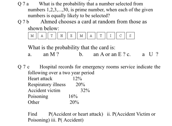 Solved Q7 a What is the probability that a number selected | Chegg.com