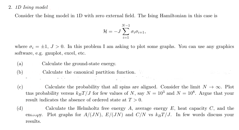 Solved 1D Ising modelConsider the Ising model in 1D with | Chegg.com