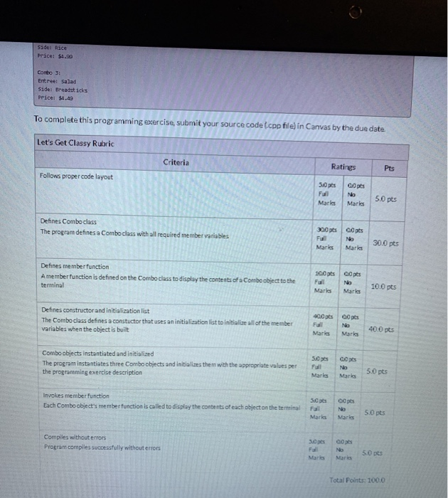 Solved Write a program that will create three(3) "combo" | Chegg.com