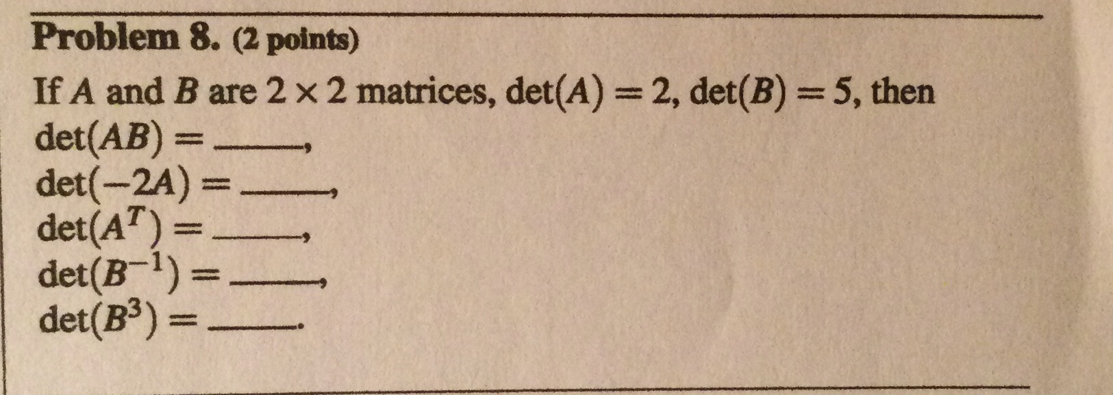 Solved Problem 8 2 ﻿points If A And B ﻿are 2×2 ﻿matrices