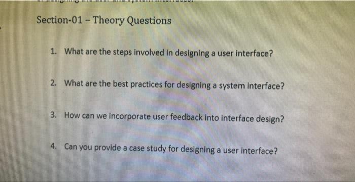 Solved Section-01 - Theory Questions 1. What are the steps | Chegg.com
