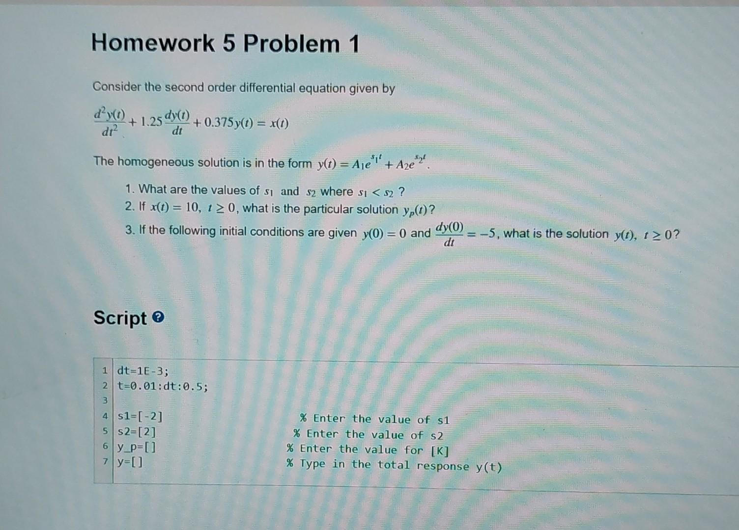Solved Consider the second order differential equation given | Chegg.com