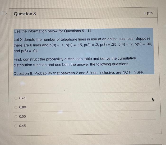 Solved Use the information below for Questions 5 - 11. Let X | Chegg.com