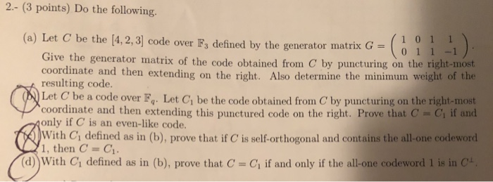 2.- (3 points) Do the following. (a) Let C be the | Chegg.com
