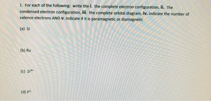 Solved 1. For each of the following: write the i. the | Chegg.com