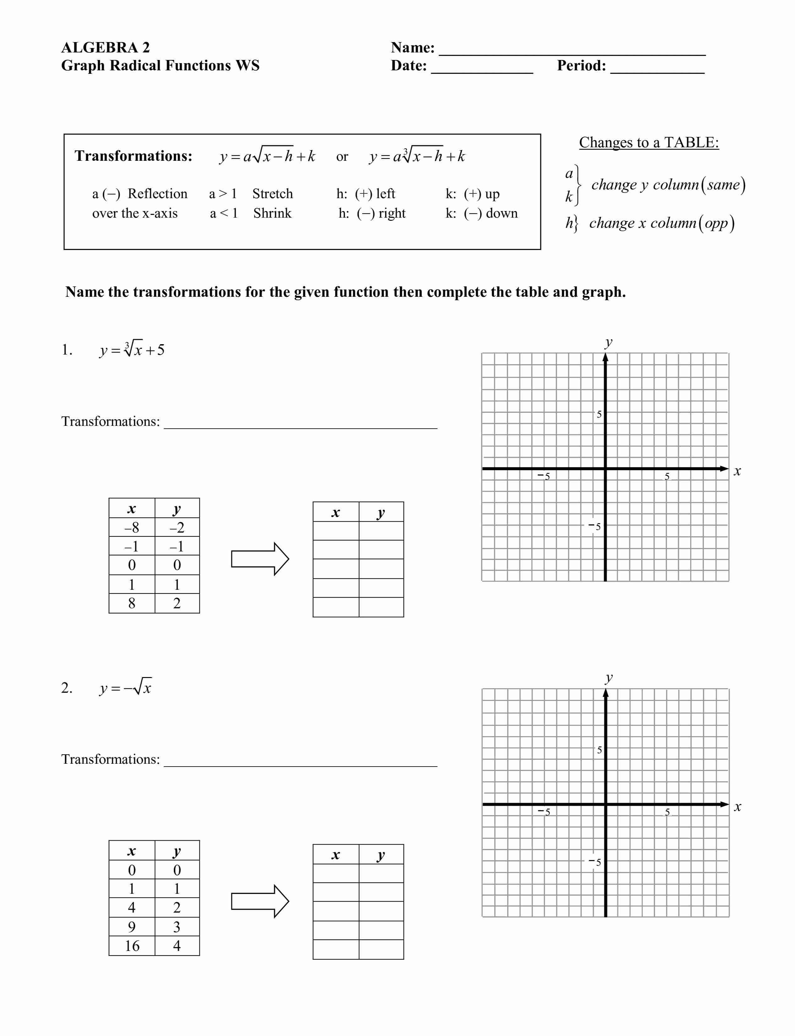 Solved Algebra 2graph Radical Functions Wsname Date Or Chegg Solved Algebra 2graph Radical Functions Wsname Date Or Chegg