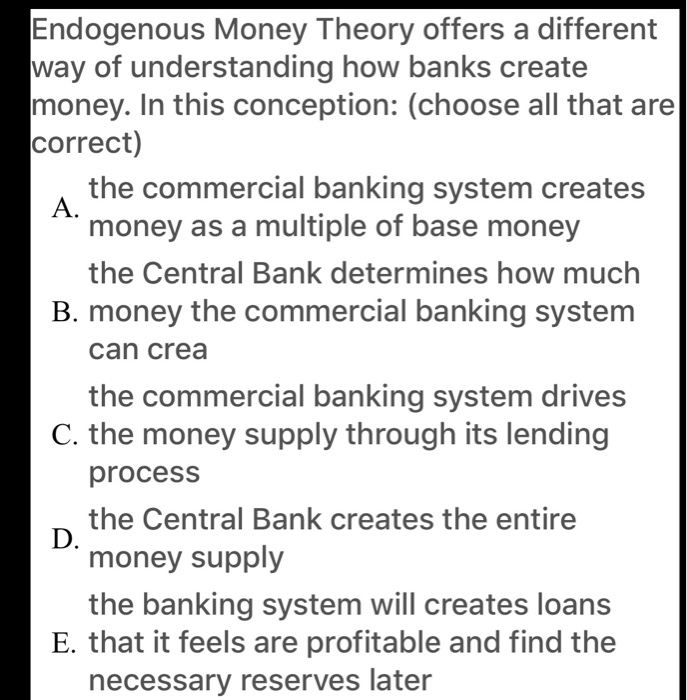 Solved Endogenous Money Theory offers a different way of