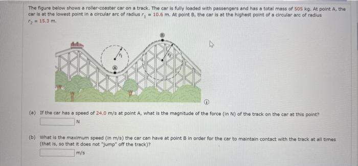 Solved The figure below shows a roller-coaster car on a | Chegg.com