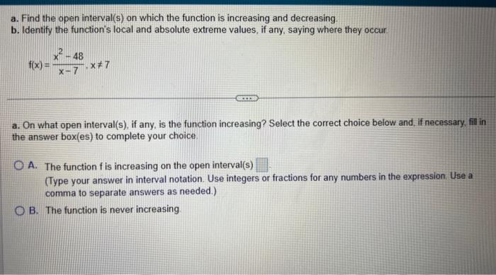 Solved a. Find the open interval(s) on which the function is | Chegg.com