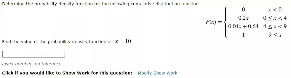 Solved Determine the probability density function for the | Chegg.com