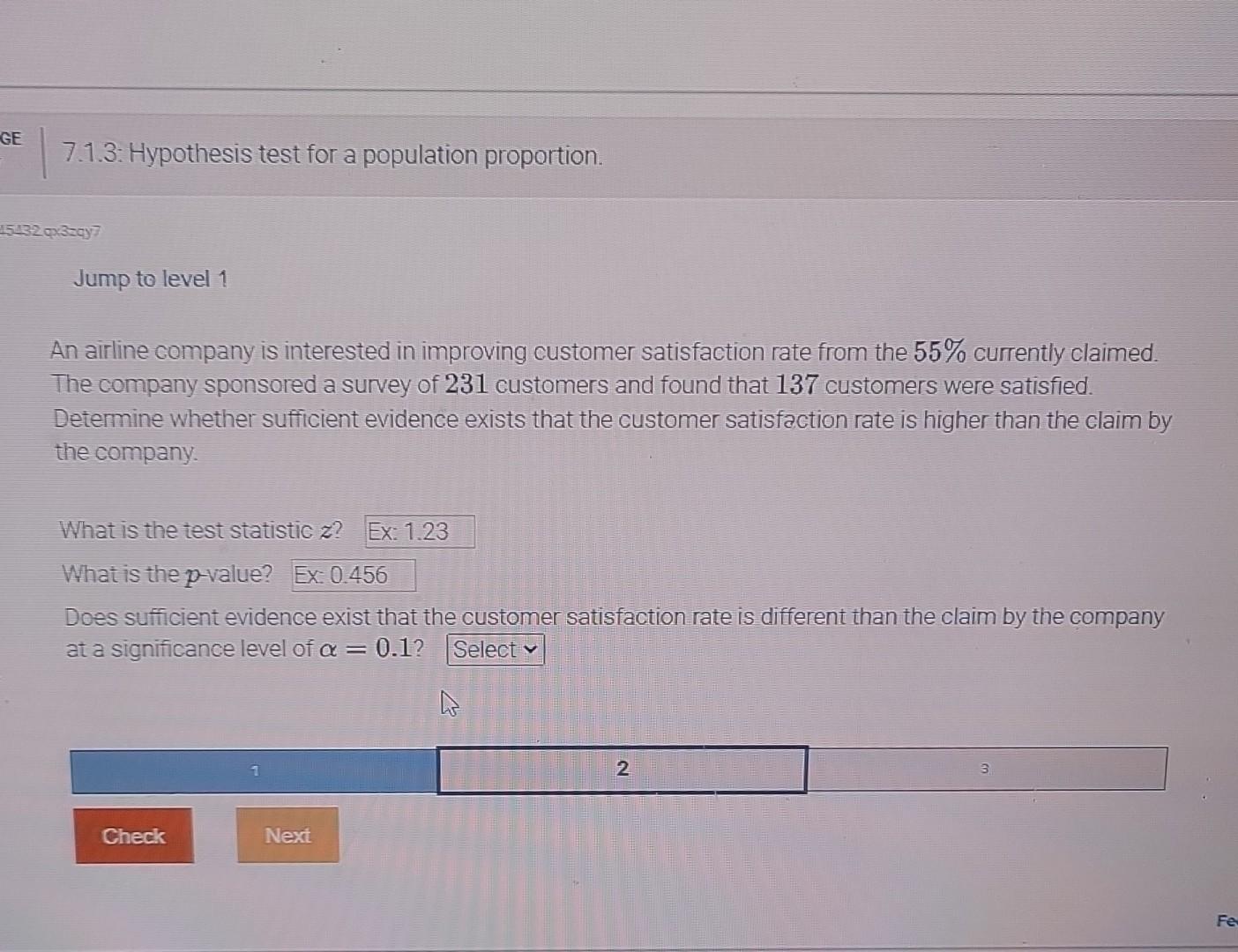 7.1.3 hypothesis test for a population proportion