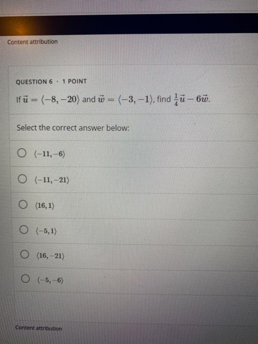 Solved Content Attribution Question 6 1 Point If U 8 Chegg Com