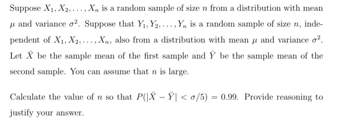 Solved Suppose X1, X2, ..., Xn is a random sample of size n | Chegg.com