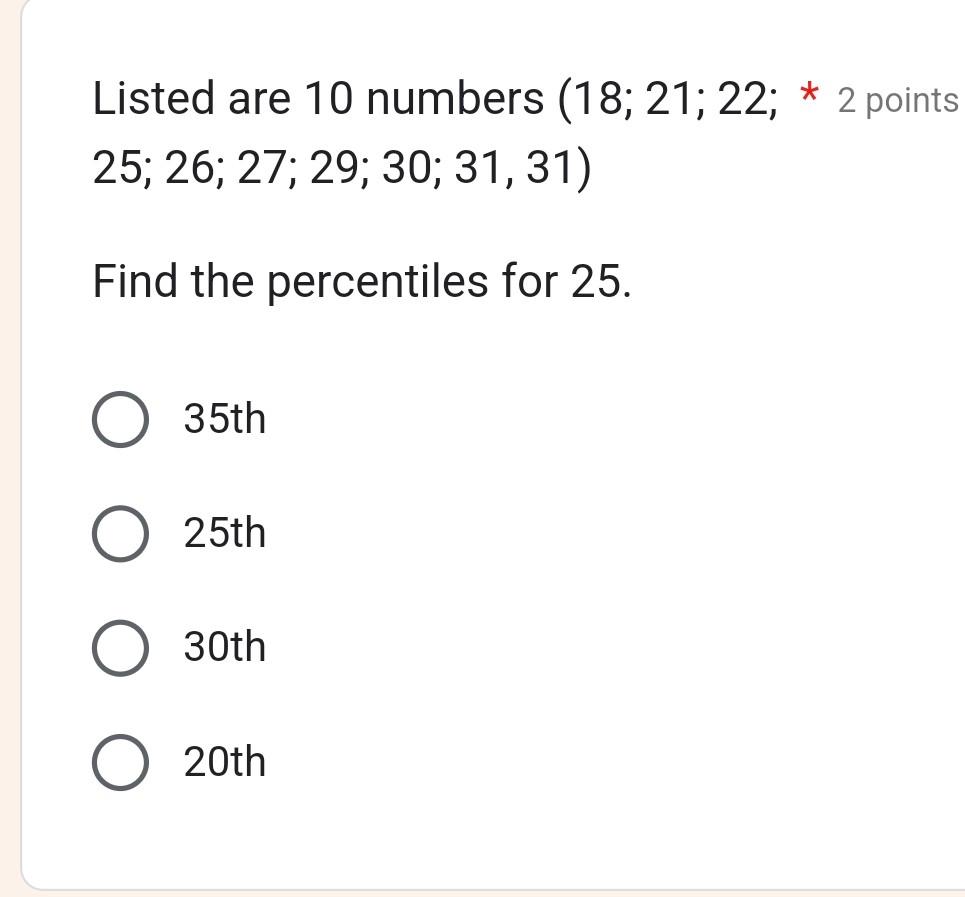 Solved Listed are 10 numbers (18;21;22; * 2 points | Chegg.com