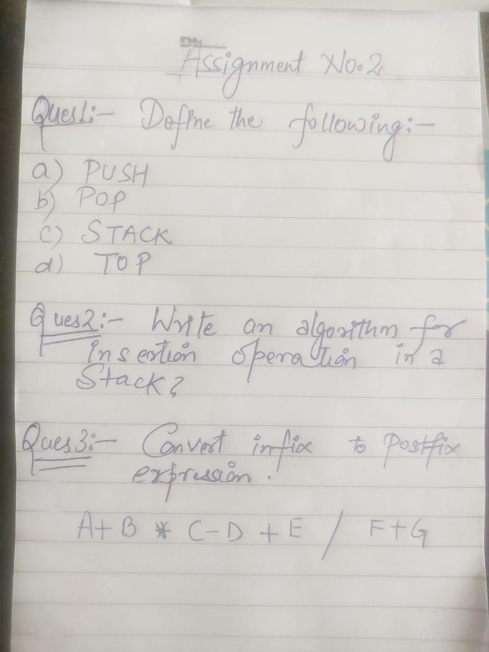 Push Assignment Solved Assignment News questi- Define the following: a) PUSH | Chegg.com