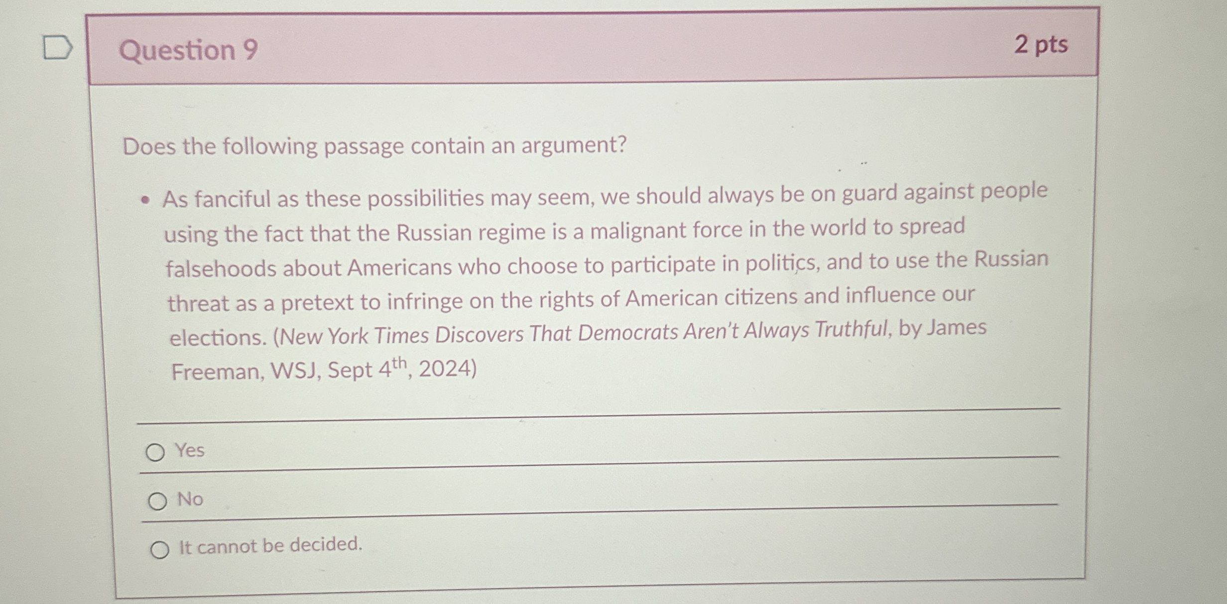 Solved Question 92 ﻿ptsDoes the following passage contain an | Chegg.com