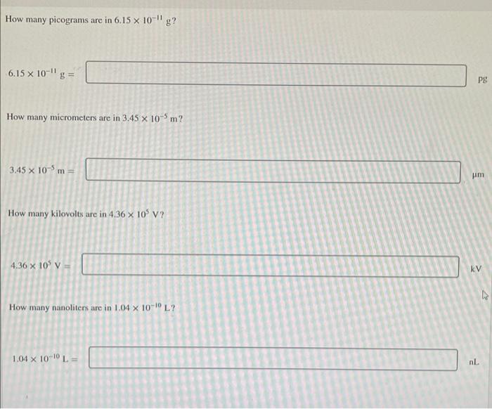 Solved How many picograms are in 6.15×10−11 g ? 6.15×10−11 | Chegg.com