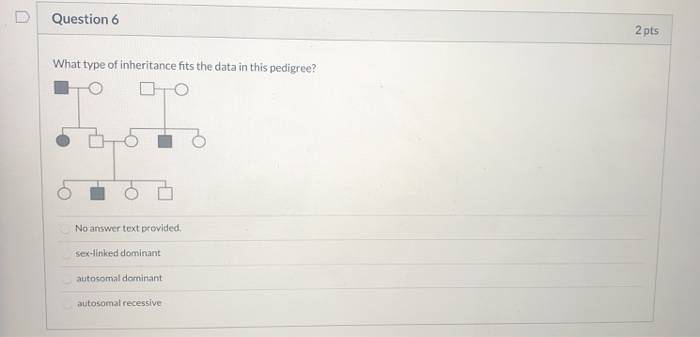 Solved Question 6 2 pts What type of inheritance fits the | Chegg.com