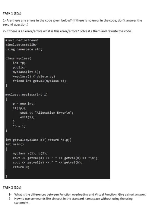 Solved TASK 1 (20p) 1- Are there any errors in the code | Chegg.com