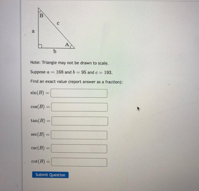 Solved a=168 and b=95 and c=193. | Chegg.com