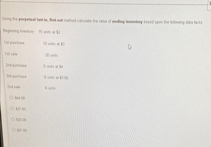 Solved Using the perpetual last-in, first-out method | Chegg.com