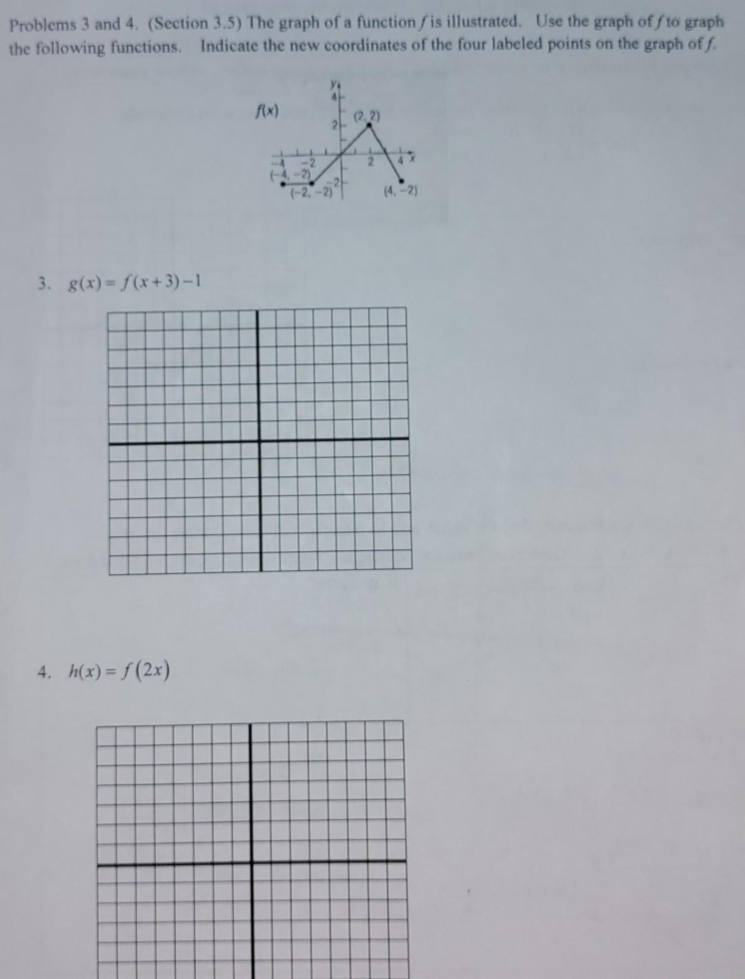 Solved Problems 3 and 4. (Section 3.5) The graph of a | Chegg.com